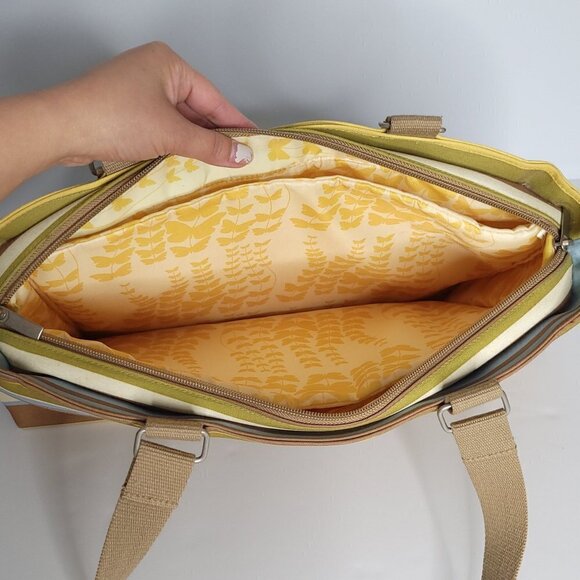 Large Laptop Bag Triple Compartment Multicoloured Neutral Stripes - Picture 5 of 16